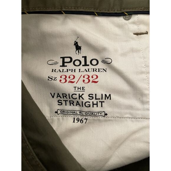 Polo Ralph Lauren Varick Slim Straight 32X32 5 Pockets Olive Green Wrinkle - Picture 6 of 8